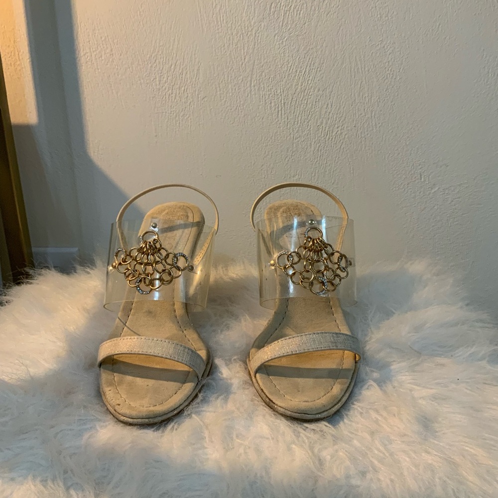 3 inch acrylic and gold dressy wedge